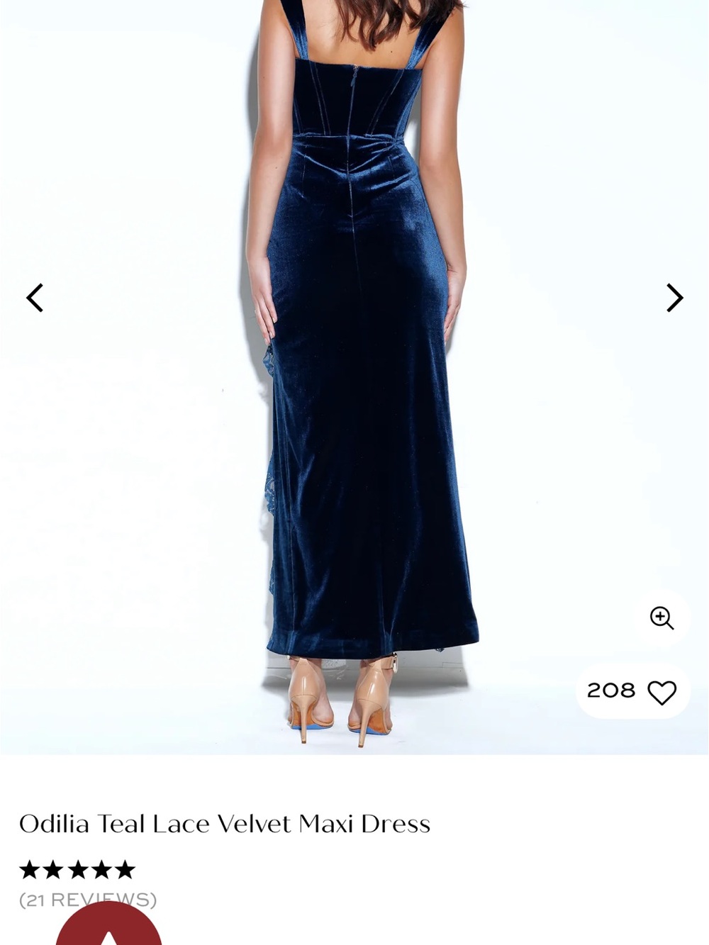 Odilia Teal Lace Velvet Maxi Dress - Picture 2 of 2